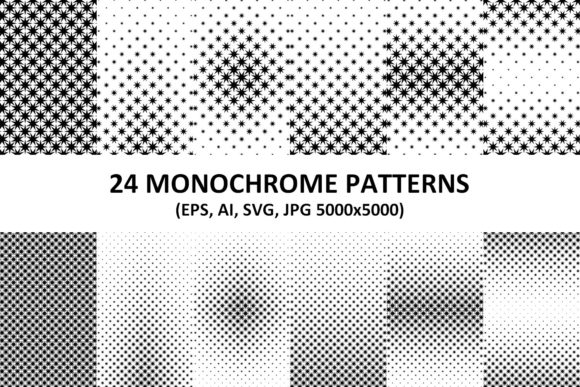 24 Monochrome Octagram Star Patterns