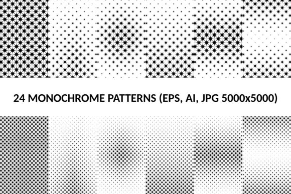 24 Monochrome Star Patterns: A Versatile Design Resource for Creators and Entrepreneurs