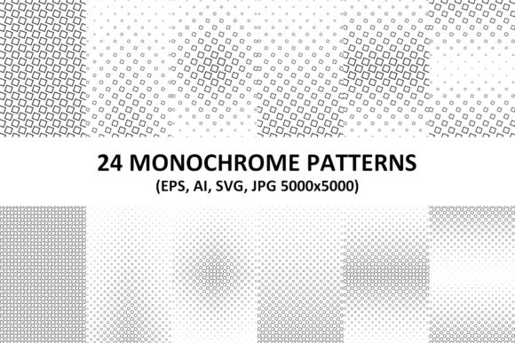 24 Monochrome Vector Square Patterns for Practical Creative Projects