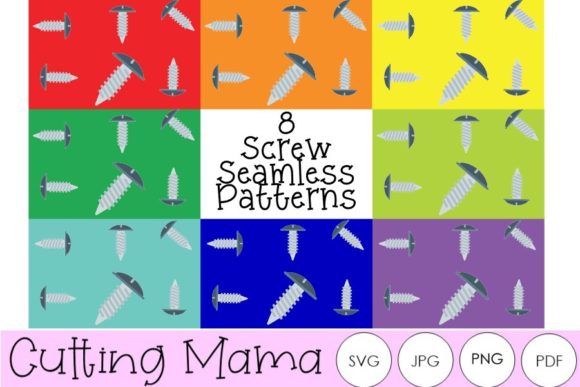 8 Colored Screw Seamless Patterns for Dad
