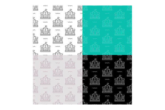 A Complete Guide to Set of Patterns with School House for Design and Fabric Applications