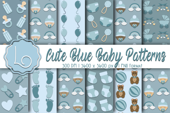 Cute Blue Baby Patterns: A Versatile Design Set for Creative Projects