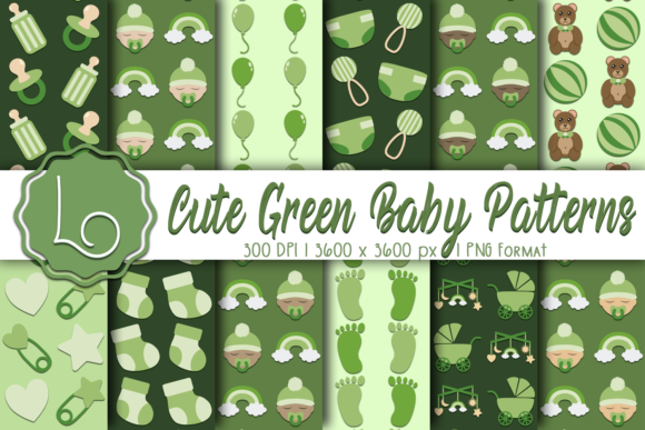 Cute Green Baby Patterns: Versatile Design Assets for Creative Projects