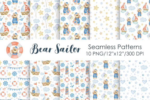 Discover the Charm of Watercolor Bear Sailor Seamless Patterns for Creative Projects