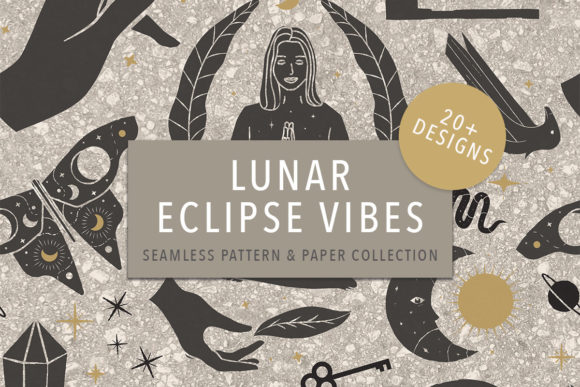 Lunar Eclipse Vibes Seamless Patterns: Celestial Design for the Modern Creative