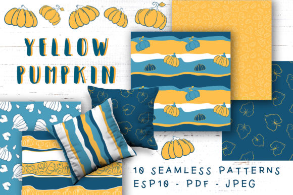 Orange Pumpkin Autumn Seamless Patterns