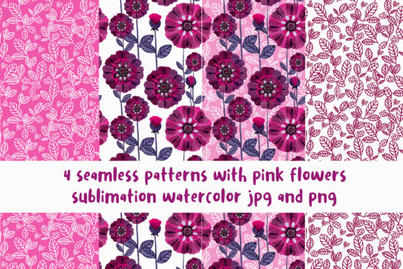 Patterns with Pink Flowers Sublimation