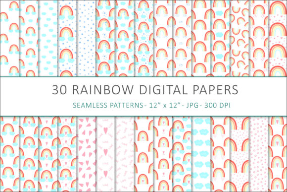 Rainbow Digital Paper - 30 Patterns for Creative Projects