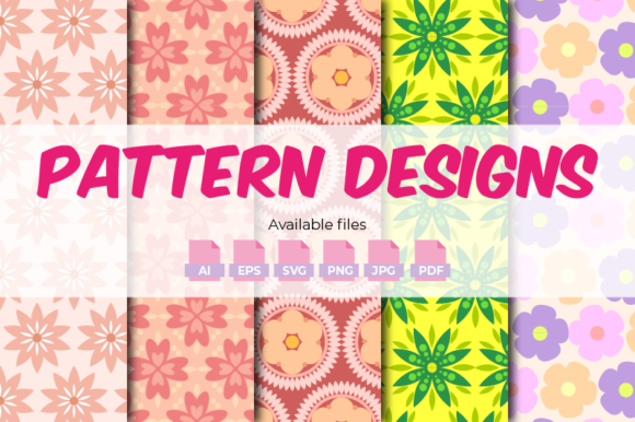 Seamless Flower Patterns SVG: 5 Floral Designs