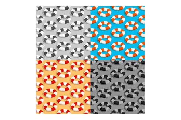 Seamless Patterns with Life Buoy: Design Elements for Fabric and Print