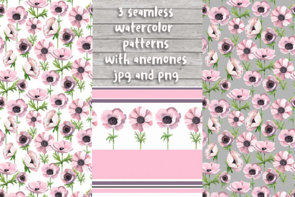 Seamless Watercolor Anemone Patterns for Modern Design