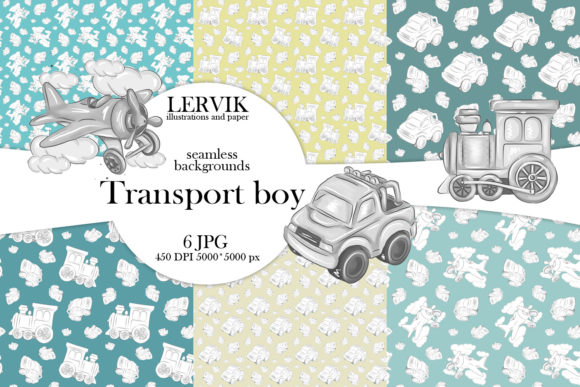Transport Patterns for Baby Boy Digital Paper: Seamless Designs for Every Creative Project